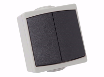 APPAREILLAGE EN SAILLIE ETANCHE IP65 DOUBLE VA ET VIENT GRIS GAMME PERLE
