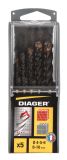 Coffret de 5 forets béton 3 taillants Optima3 attachement cylindrique Ø4-5-6-8-10 mm