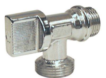 Robinet machine à laver équerre double mâle 1/4 tour - M.15x21 - M.20x27 COQUE