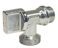 Robinet machine à laver équerre double mâle 1/4 tour - M.15x21 - M.20x27 COQUE