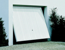 Porte de garage basculante et débordante acier Motif 122 nervures verticale larg. 2,375 m x haut. 2 m blanc RAL 9016