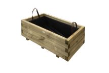 Bac à fleurs rectangulaire avec géotextile – Bois massif