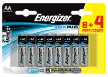 PILE AA LR6 1.5V ALCALINE MAX PLUS ENERGIZER B8+4