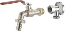 kit robinet 1/4T.M1/2 nez D15 + applique M1/2 F1/2 écrou libre chromée