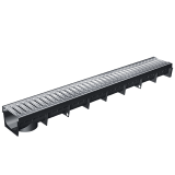 Caniveau de drainage en plastique recyclé avec grille MEAPARK - long. 1m x larg. 132mm x haut. 90mm - classe A15