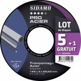 LOT DE 5 PRO ACIER + 1 OFFERT D.125 x 3 x 22,23