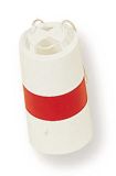 FARDIER FORME CYLINDRIQUE EN PLASTIQUE. AVEC BANDE FLUORESCENTE ROUGE.