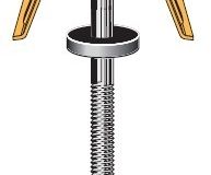 Fixation 3en1, 1000T sur panne épaisse, Vis Tetalu P13 5,5x80mm + Cavalier 1000T + Rondelle, RAL 8012 Rouge Tuile