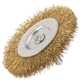 BROSSE CIRCULAIRE SUR TIGE 6MM D.75 FIL ONDULE ACIER LAITONNE