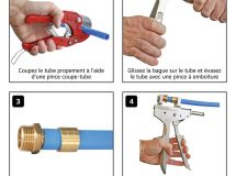 Coude égal à glissement pour tube PER Ø16 : Ø16 - Ø16 Permet de raccorder un tube PER Ø16
