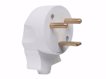 FICHE MALE 2P+T 20 AMPERES BLANC SORTIE LATERALE