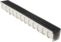 Caniveau de drainage en composite armé de fibres de verre avec grille MEAFLUID100 - long. 1,00m x larg. 136mm x haut. 127mm - classe B125
