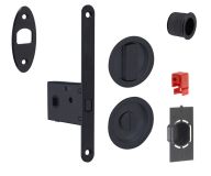 Serrure à condamnation ronde noir mat + accessoires