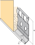 Arrêt bas perforé pour enduit gratté ép. 10mm jonc PVC 234 lg. 300cm
