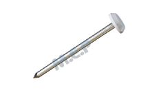 Pointes tête plate plastique annelé blanc - long. 60 mm x diam. 13 mm - Boîte de 100