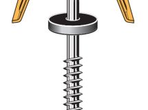Fixation 3en1, 1000T, pour panne bois, Vis TETALU P1 Ø6,3x100mm + Cavalier 1000T + Rondelle, RAL 8012 Rouge Tuile