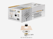 Kit complet d’évacuation de l’eau avec sortie horizontale DN40 et grille DESIGN 1 INOX AVEC VIS 10X10 CM Schlüter®-KERDI-DRAIN REF. KD 10 H40 GV ED1 S