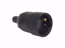 FICHE FEMELLE CAOUTCHOUC 2P+T 16 AMPERES AVEC ECLIPSE NOIR