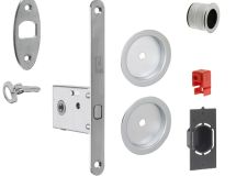 Serrure à clé articulée ronde chrome satiné + accessoires