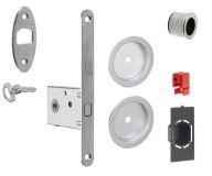 Serrure à clé articulée ronde chrome satiné + accessoires