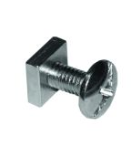 Boulon tête Ronde/bombée Large et écrou carré 6x14 mm acier Zingué carton x 50 FRENEHARD