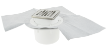 SIPHON POUR CARRELAGE SORTIE VERTICALE CADRE+GR. INOX + NATTE